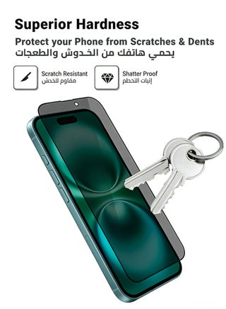 واقي شاشة الخصوصية لهاتف أبل آيفون 16 بلس - زجاج مقسى ممتاز من الحافة إلى الحافة مضاد للتجسس، طلاء مضاد للزيوت، لمسة رقيقة، مضاد للانفجار، حافة مقوسة ناعمة، سهل التركيب - view 4